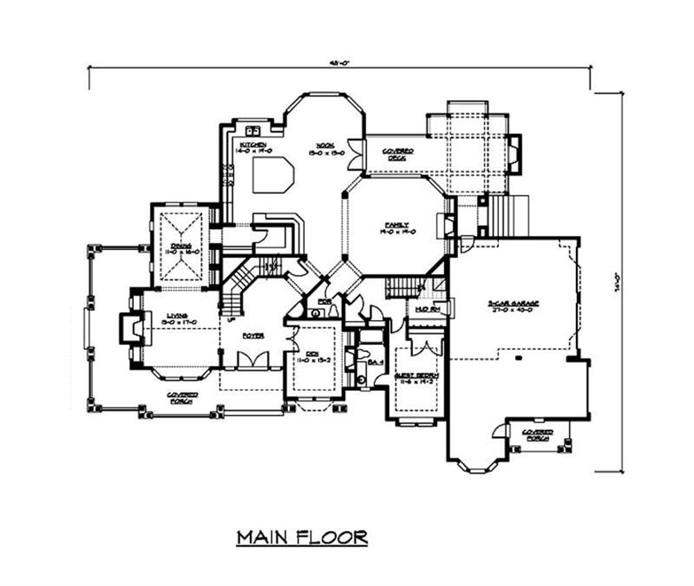 Floor Plan First Story of Country Plan #115-1112